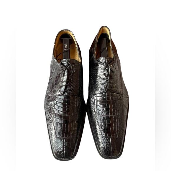 Mens Belvedere Black Oxford Crocodile Dress Shoes 10